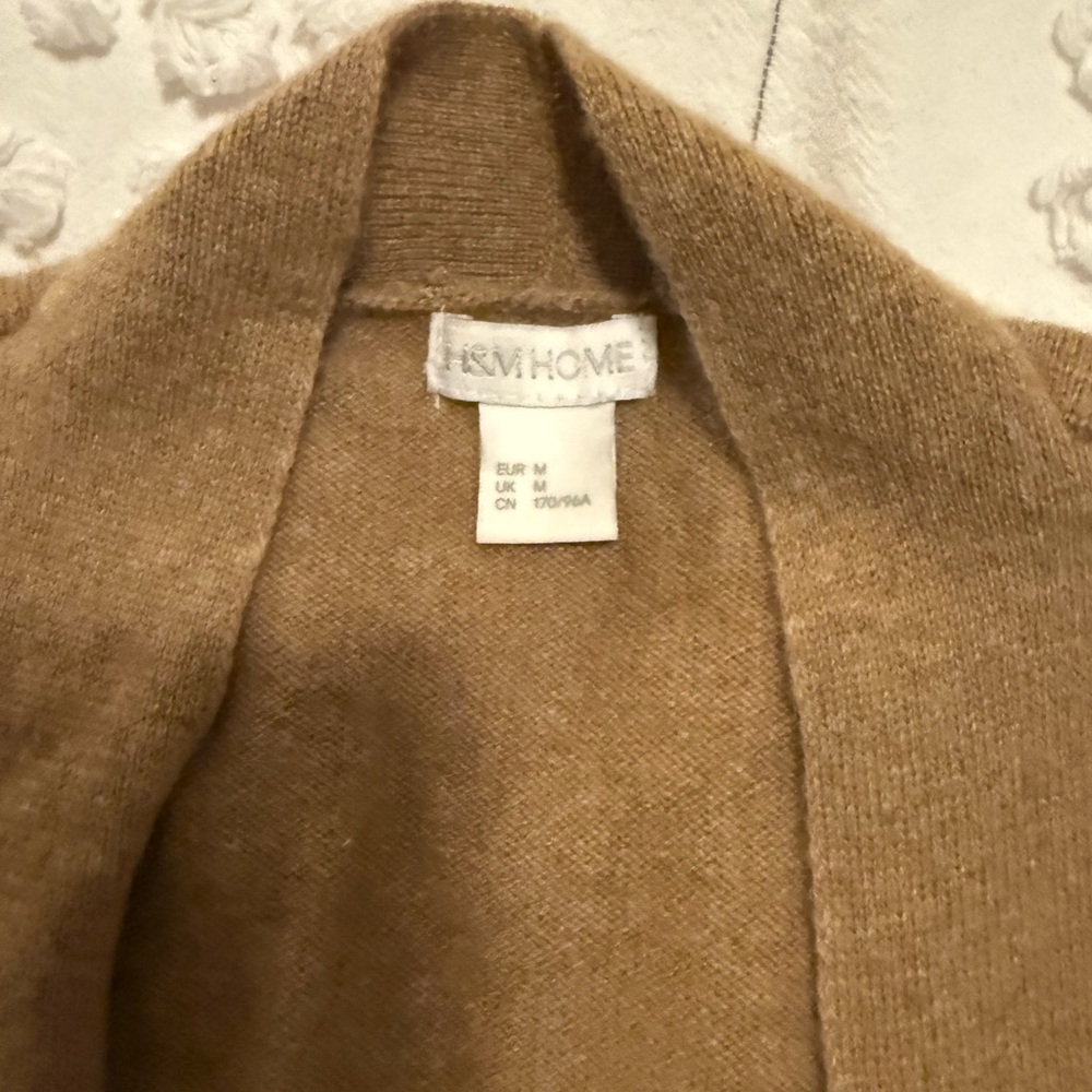 H&M cashmere Camel Tan kimono wrap belt cardigan M New - Picture 2 of 7